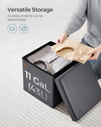 image for SONGMICS Mazie Collection - 15 Inches Ottoman with Storage, Footstool,