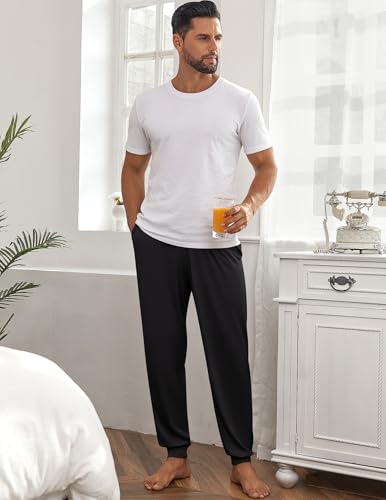 Ekouaer Men's Pajama Pants, Lightweight Loungewear, Comfy Jogger Sleep Pant Long Pj Bottoms with Drawstring & Pockets2