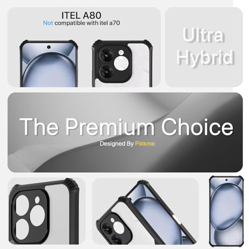 Image of Pikkme Crystal Clear Transparent Back Cover | Ultra Hyrbid | Full Camera Protection | Raised Edge | Bumper Case for itel A80 (Black)