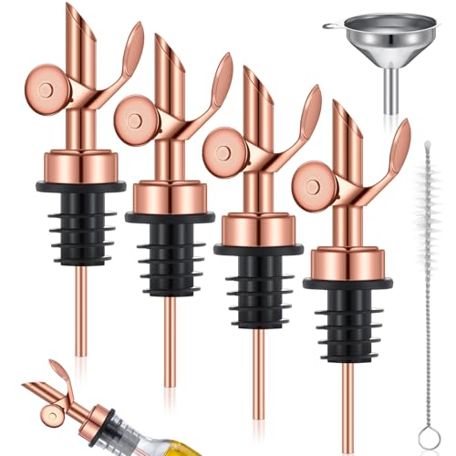 Tioncy 4 Pcs Olive Oil Spouts with Funnel and Brush,Rose Gold