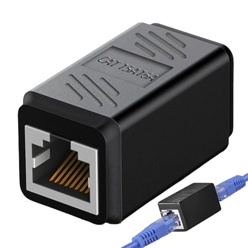 TECHZOCO Empalme RJ45 Hembra a Hembra, Adaptador para Cable Red RJ45, Empalme de Red, Empalme Cable Internet, Tipo 8P8C, Extensor de acoplador RJ45, Apto para Cables CAT6 y CAT7, Negro