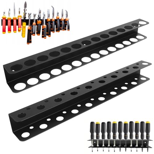 ROTKUSZ 2 Pièces Ensemble Porte Outils Mural, Étagère Murale Porte Outils, Organisateur de Tournevis et de Pinces, Support de Rangement Multifonction pour Tournevis, pour Garages, Ateliers et Établis