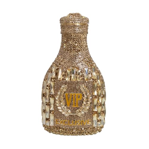 Image of UMREN Women Champagne Bottle Rhinestone Evening Bag Sweet Bow Diamond Clutch Purse Crystal Handbag for Party Cocktail