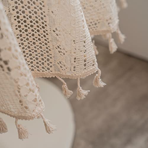 Virfonor Beige Round Lace Tablecloths With Tassels, Washable Crochet Vintage Cotton Table Cover For Kitchen Dinner Wedding Party Banquet Décor, 59Inch #TOP6
