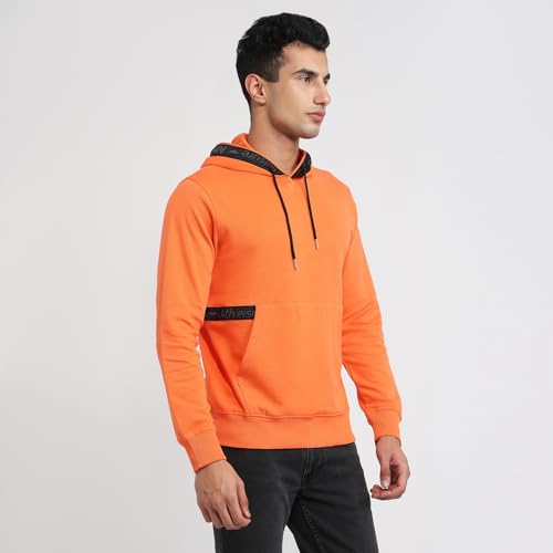 Image of Park Avenue Men Slim Fit Solid Pattern Cotton Polyester Blend Full Sleeve Hooded Casual Sweatshirt