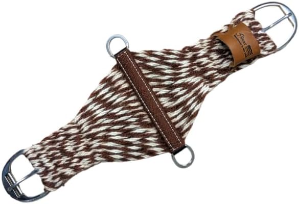 100% Mohair Sorrel/Natural Colored Western Roper Cinch - Roller Buckle (26")