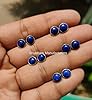Pierre Lapis Lazuli Naturelle Argent Sterling 925 6 MM Ronde Couleur Bleu Foncé Pierre de Guérison Boucles d'oreilles Minimalistes pour Femmes & Filles #2