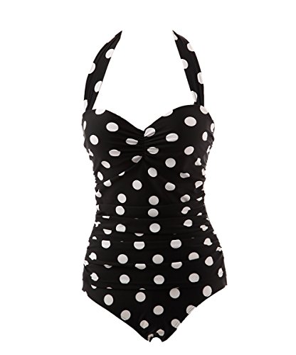 Tidetell Halter 50s Retro One Piece Bathing Suit Swimsuit Swimwear