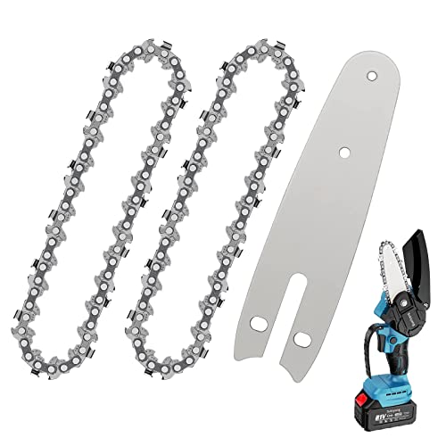 2pcs Cadena de motosierra 2pcs 4 pulgadas Mini cadena de motosierra con 1pcs cadena de motosierra de repuesto. para trabajar la madera recorte de jardín cadena de motosierra (4 pulgadas + barra)