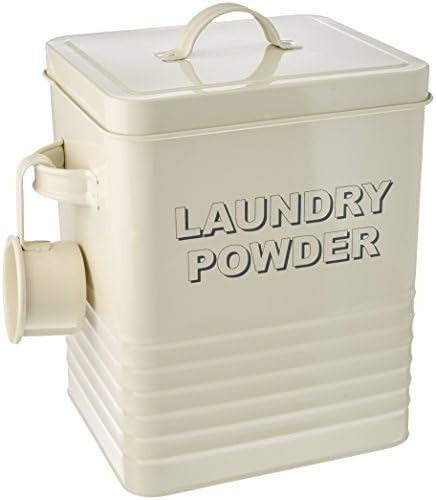 Cream Enamel Laundry Powder Storage Tin