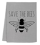 Funny Dish Towel, Save The Bees, Flour Sack Kitchen Towel, Sweet Housewarming Gift, Farmhouse Kitchen Decor, White or Gray (Gray)
