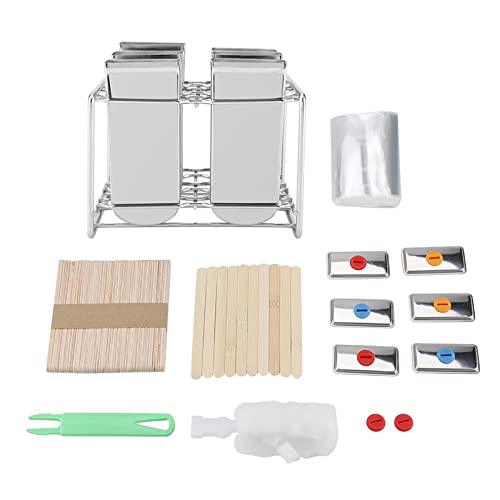 Juego de 6 moldes para helado de acero inoxidable, herramienta de cocina duradera para paletas heladas caseras, fabricante de postres, uso industrial en el hogar, Plata (Placa plana de cabeza redonda)