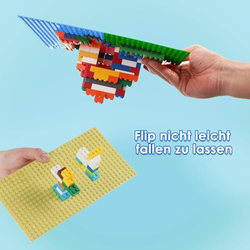 shineFinder 6 Platten-Set Bauplatten Kompatibel mit meisten Marken,rechteckige Grundplatten 25.6 * 12.8cm mit 16 * 32 Noppen (Grau,Grün,Blau,25.6 * 12.8cm)