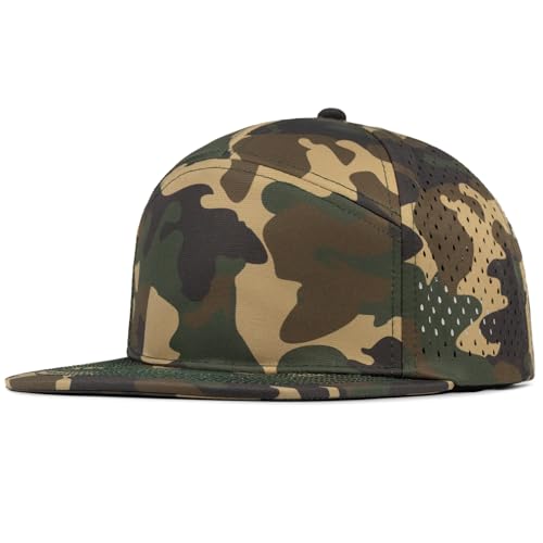 Chaseshine 4 Inclusive Sizes Flat Bill Performance Trucker Hat Men Women 7 Panel Snapback Running Workout Hat