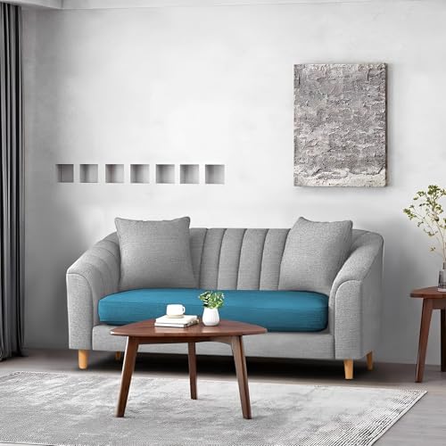 Image of Casaliving Doraldo 2 Seater Sofa Set for Living Room (Turquise Grey Colour) Premium Fabric Sofa
