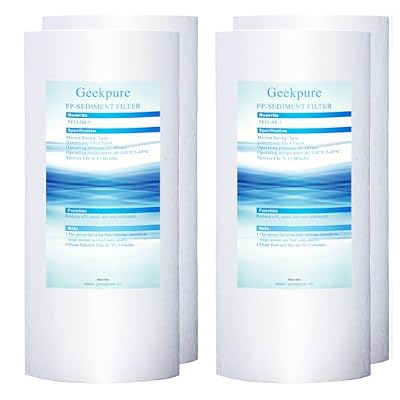 Geekpure 10 Inch PP Sediment Filter Cartridge for Whole House Water Filtration System-4.5" x 10"-5 Micron