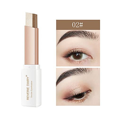 2 Colors Eye Shadow Stick, Double Colors Waterproof Matte Glitter Shimmer Eyeshadow, Gradient Eye Shadow Makeup Pen (#01 & #02)