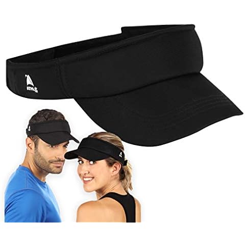 Athle Sport Sun Visor Hat - No Headache Sun Visors for Women and Men - One Size Fits All Sports Visor - Black Cover