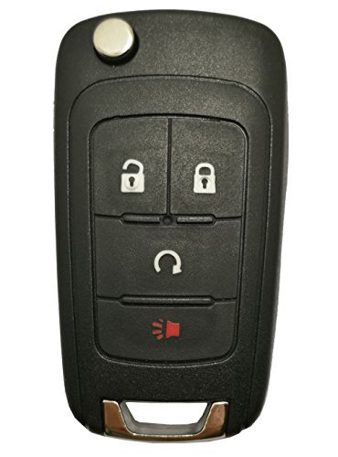 J-ACCES Car Key Fob Case Shell for GMC Chevrolet Chevy Equinox Sonic Trax Terrain 4 Buttons Uncut Blank Flip Folding Keyless Entry Remote Replacement Cover Casing (4 Buttons Key Shell - Model 3)