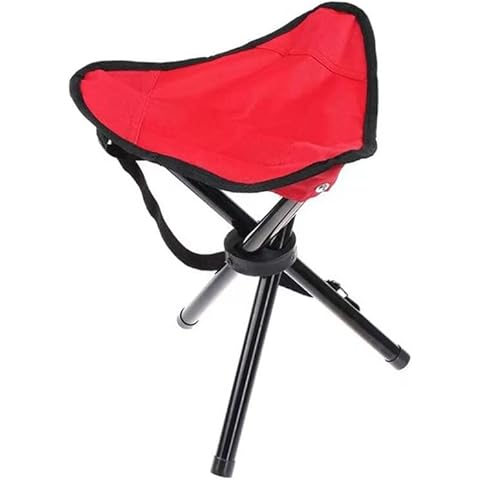 Forrader Outdoor Camping Chair, Bearing 60KG Sturdy Folding Chair, Portable Multifunctional Triangle Stool Small Stool, Fishing Beach Chair Folding Stool (red) Cover