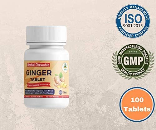 GINGER TABLET Organic Herbal Chewable Ginger Tablets with Orange Flavour | Natural Ayurvedic Sunth (Zingiber Officinale) 250mg | Supports Digestion, Cold & Cough Relief | 100 Tablets 1