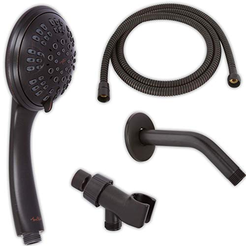 Cabezal de ducha manual 6 funciones con brazo y manguera
