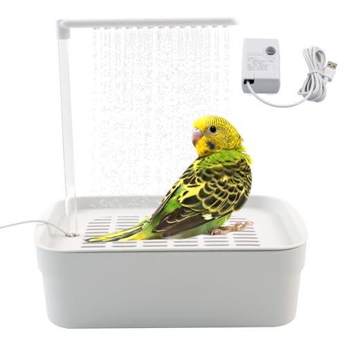 MUYG Automatic Bird Shower with Pump Electric Bird Bath for Cage Water Circulated Indoor Parrot Bath Shower with USB Power Plug Bathwater Cycle Conure Bathtub for Parakeet Cockatiel Lovebird