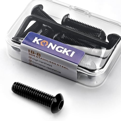5/16-18 x 2 Button Head Socket Cap Screws, Stainless Steel 18-8(304), Black Oxide, Allen Hex Drive, Full Thread, 20 PCS (with Hex Spanner)
