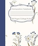 Blue Composition Notebook College Ruled: Aesthetic Watercolor | Vintage Floral For Teen Girls, Students, Teachers, and Writers | School Supplies for Notes, Journaling, and Creative Writing