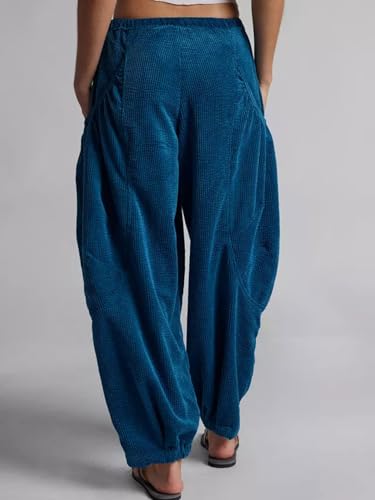 CHARTOU Womens Corduroy Baggy High Rise Y2k Pants Barrel Cargo Wide Leg Boyfriend Sweatpants Horseshoe Pants2