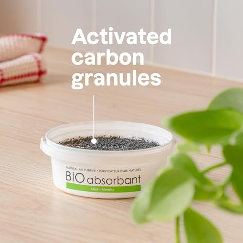 ATTITUDE Bio Absorbant Air Purifier with Activated Carbon Freshener, Made in Canada, Odor Remover, Plant and Mineral-Based, Vegan, Mint, 227 grams (Pack of 3) - 1