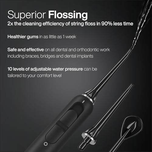 Image of AquaSonic Home Dental Center PRO - Brushing & Flossing Made Easy - Brush & Floss - Power Toothbrush & Water Flosser - Whiter Teeth & Healthier Gums - Black Series Pro+Oral Irrigator