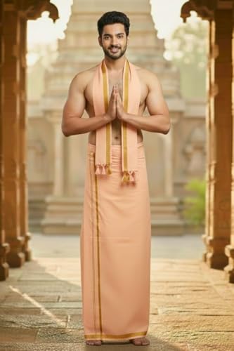 Image of Men's Cotton Dhoti | Traditional South Indian Mundu | Soft Vesti for Men | Daily & Festive Wear | 2mtr