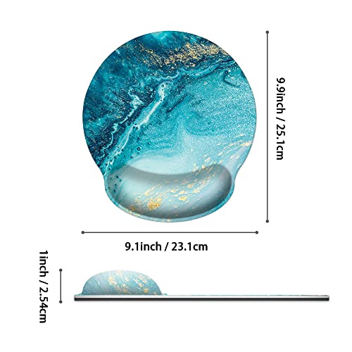 Ergonomic Mouse Pad With Memory Foam Wrist Rest Support, Non-Slip Rubber Base Wrist Rest Pad For Home, Office Easy Typing & Pain Relief,Blue Marble #TOP5