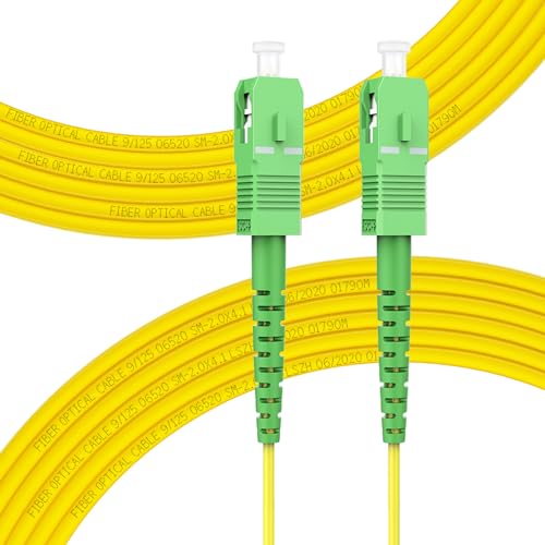 FLYPROFiber- 20m/66ft SC/APC to SC/APC Optic Fiber Cable, OS2 Single Mode Fiber Patch Cable, Simplex, Length Option: 0.5m-50m 9/125um LSZH Yellow OD-2.0mm 20m(66ft)