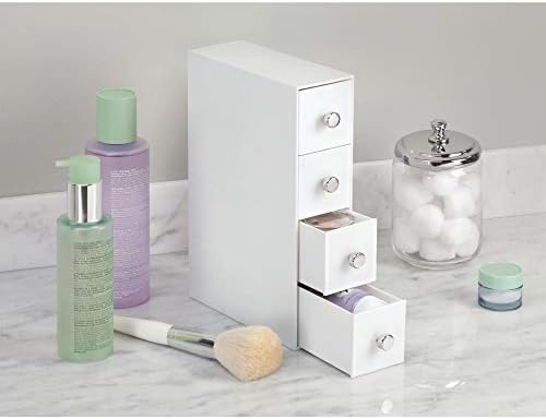iDesign 36562EU Drawers Cosmetic Organiser Drawer, Plastic Makeup Storage Drawers with 4 Drawers, White