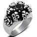 Banemi Männer Ringe, Herren Ring Silber Schwarz Tierischer Schafkopfschädel Edelstahl Fingerring Geburtstagsgeschenk Größe 62 (19.7)