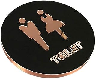 dcIustfHE Men and Women Toilet Sign Restroom Bathroom Signs Diameter 16Cm Circle Stick to the Glass Wall Door Rose Gold and Black/Toilet/16Cm