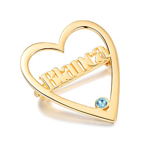 Albertband Personalized Infinity Name Brooch For Women Customized Name Brooch For Mother Girl Fashion Pin Jewelry (Heart Brooch) #TOP4
