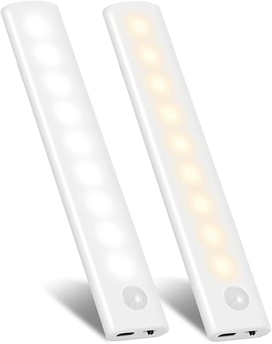 Luces para debajo del gabinete, luz con sensor de movimiento, para interiores, USB-C, recargable, LED, funciona con pilas, iluminación debajo del