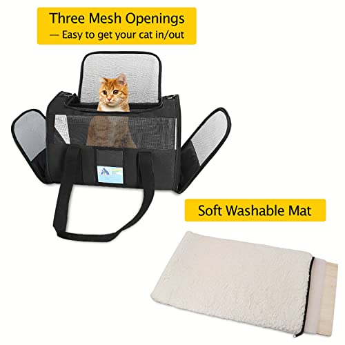 Image of Refrze Pet Carrier Airline Approved, Cat Carriers for Medium Cats Small Cats, Soft Dog Carriers for Small Dogs, TSA Approved Pet Carrier for Cat Dog of 15 Lbs, Puppy Carrier,Black
