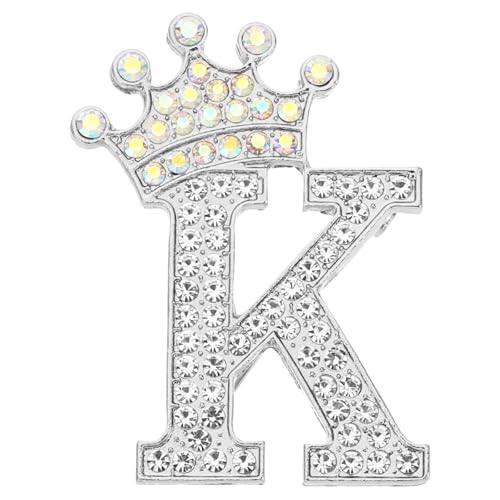 Image of PATIKIL Letter Brooch Pins, Crown Initial Rhinestone Alphabet Letter Lapel Badges Pin for Women Suits