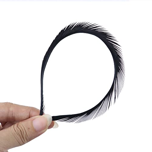 Long Fascinator Feathers For Crafts Stripped Goose Biot Millinery Hats Trimmings Pack Of 100 (Black) #TOP2