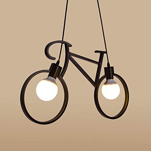 Lustre suspension vélo noir style industriel pour salon et chambre d'enfant