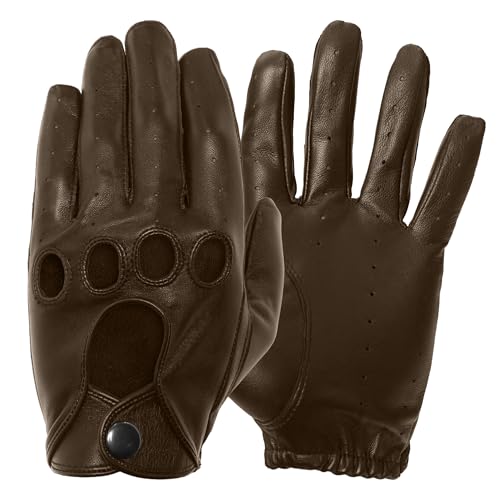 Pratt and Hart Silverstone Our Bestselling Men's Leather Driving Gloves Size M Brown