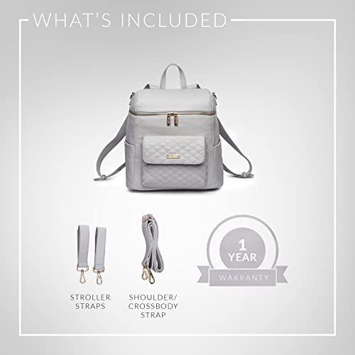 Petit Monaco Diaper Bag Backpack By Luli Bebe - Designer Modern Vegan Leather Diaper Bag Backpack With Gender Neutral Design, Cute Mini Diaper Bag Backpack (Stone Grey) #TOP6