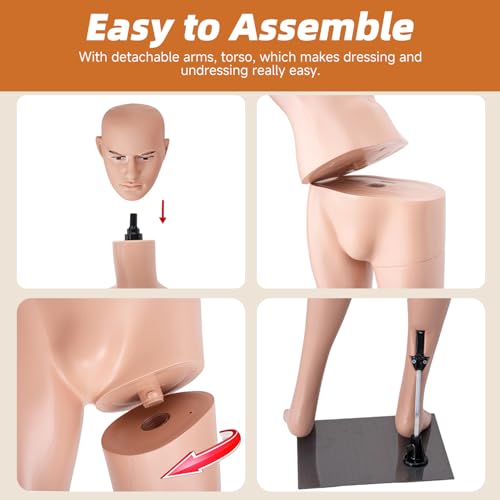 Full Body Mannequin, Adjustable Detachable Mannequin with Stand for Sewing, Tailoring, Cosplay Costume Design and Display (Female 69 inches)