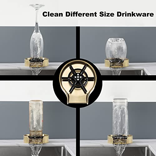 Bar Faucet Brushed Gold With Gold Glass Rinser For Kitchen Sink Single Hole Mounted, Single Handle Bar Sink Faucet And Cup Rinser, Bottle Rinser For Sink #TOP7