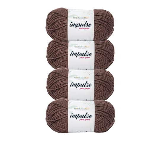 Image of WOAFashions Impulse Hand Knitting & Crochet Yarn, Premium Acrylic, 4 : Medium (Cappuccino) (4x100gms / 14.1oz)