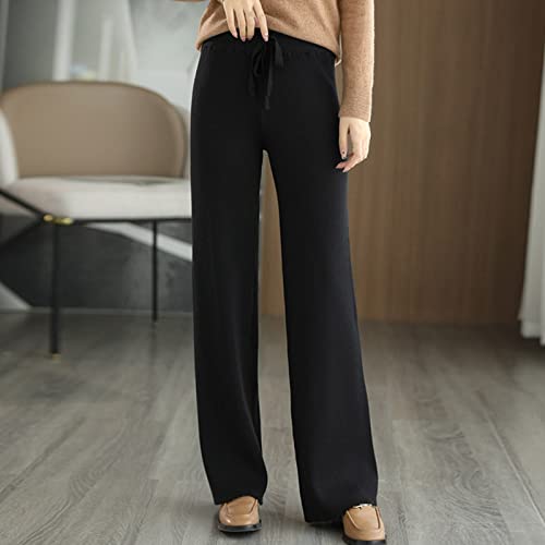 Pantalon large jambe femme en tricot noir idéal pour vos réunions d'affaires